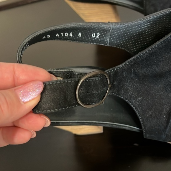 Paul Green Rival Sandal, black nubuck leather, scrunched look,slingback, 8.5 - Picture 9 of 16